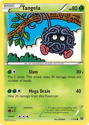 Image of Tangela 001/114  - Reverse Holofoil XY  Steam Siege - Common