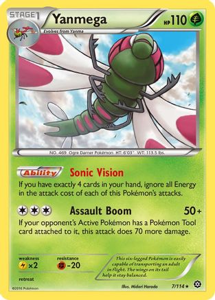 Image of Yanmega 007/114  - Reverse Holofoil XY  Steam Siege - Rare