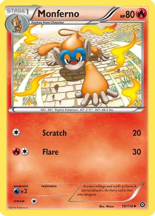 Image of Monferno 019/114  - Reverse Holofoil XY  Steam Siege - Uncommon