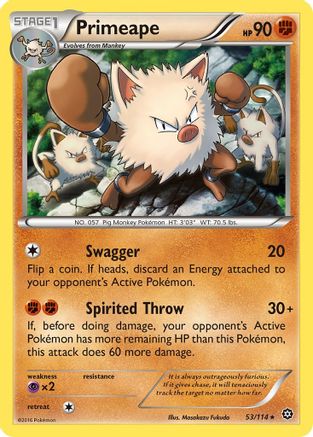 Image of Primeape 053/114  - Reverse Holofoil XY  Steam Siege - Rare