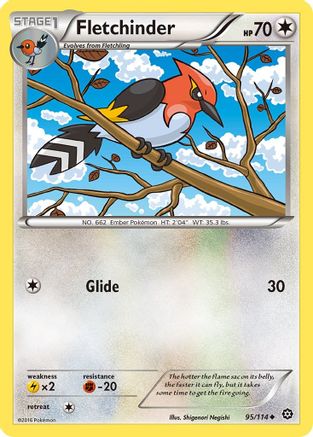 Image of Fletchinder 095/114  - Reverse Holofoil XY  Steam Siege - Uncommon