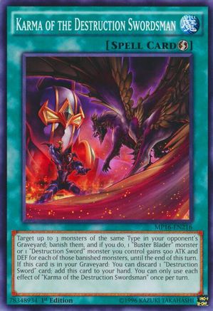 Image of Karma of the Destruction Swordsman (MP16-EN216) - 2016 Mega-Tins Mega Pack Unlimited