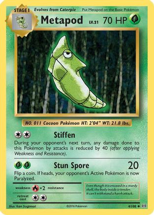 Image of Metapod 004/108  - Reverse Holofoil XY  Evolutions - Uncommon