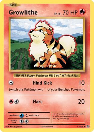 Image of Growlithe 017/108  - Reverse Holofoil XY  Evolutions - Common
