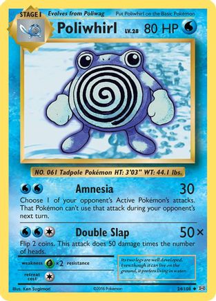 Image of Poliwhirl 024/108  - Reverse Holofoil XY  Evolutions - Uncommon