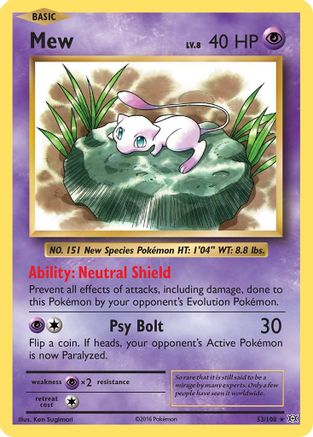 Image of Mew 053/108  - Holofoil XY  Evolutions - Holo Rare