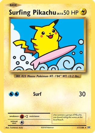 Image of Surfing Pikachu 111/108  XY  Evolutions - Secret Rare