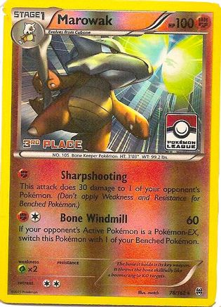 Image of Marowak (Pokemon League) [3rd Place] 078/162  - Reverse Holofoil League & Championship Cards - Promo