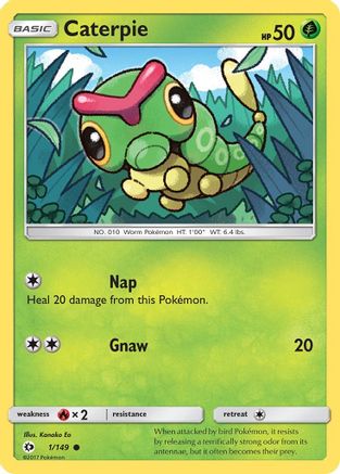 Image of Caterpie 001/149  - Reverse Holofoil SM Base Set - Common
