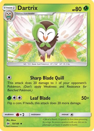 Image of Dartrix 010/149  - Reverse Holofoil SM Base Set - Uncommon