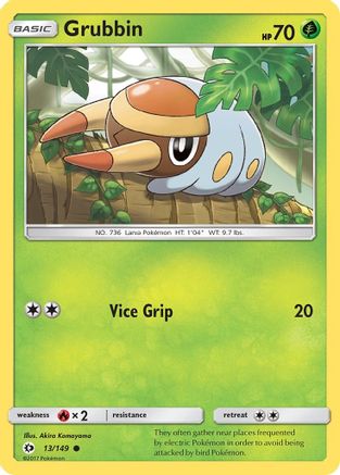Image of Grubbin 013/149  - Reverse Holofoil SM Base Set - Common