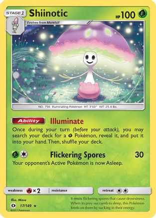 Image of Shiinotic 017/149  - Reverse Holofoil SM Base Set - Holo Rare