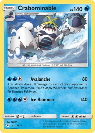 Image of Crabominable 043/149  - Reverse Holofoil SM Base Set - Rare