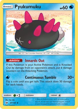 Image of Pyukumuku 047/149  - Reverse Holofoil SM Base Set - Uncommon