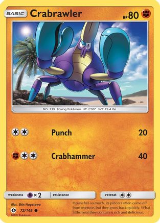 Image of Crabrawler 072/149  - Reverse Holofoil SM Base Set - Common