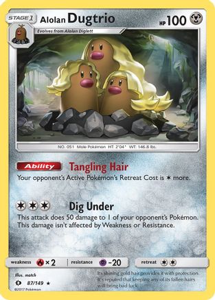 Image of Alolan Dugtrio 087/149  - Reverse Holofoil SM Base Set - Holo Rare