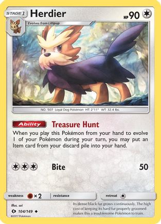 Image of Herdier 104/149  - Reverse Holofoil SM Base Set - Uncommon