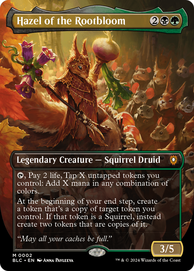 Image of Hazel of the Rootbloom (Borderless) (BLC-002) - Bloomburrow Commander (Borderless) Foil