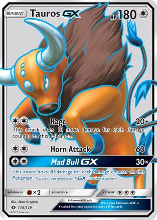 Image of Tauros GX (Full Art) 144/149  - Holofoil SM Base Set - Ultra Rare