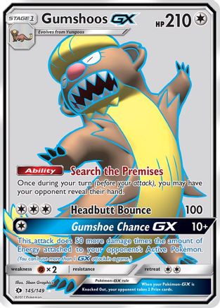 Image of Gumshoos GX (Full Art) 145/149  - Holofoil SM Base Set - Ultra Rare