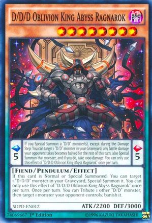 Image of D/D/D Oblivion King Abyss Ragnarok (SDPD-EN012) - Structure Deck: Pendulum Domination 1st Edition