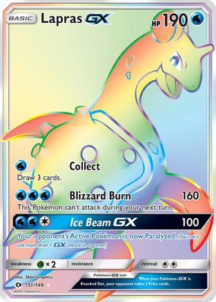 Image of Lapras GX (Secret) 151/149  - Holofoil SM Base Set - Secret Rare