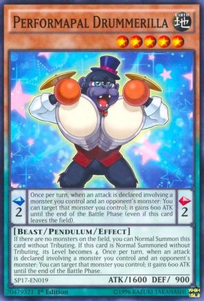 Image of Performapal Drummerilla (Starfoil) (SP17-EN019) - Star Pack - Battle Royal 1st Edition