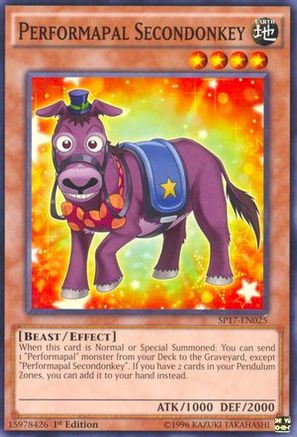 Image of Performapal Secondonkey (Starfoil) (SP17-EN025) - Star Pack - Battle Royal 1st Edition