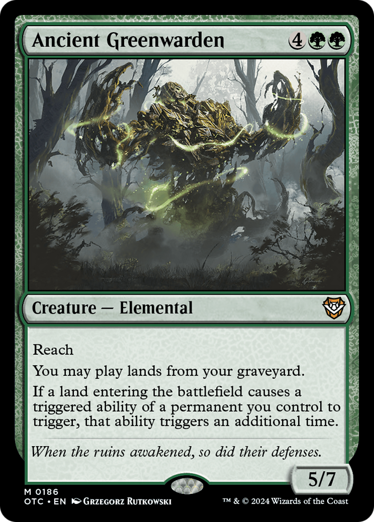 Image of Ancient Greenwarden (OTC-186) - Outlaws of Thunder Junction Commander