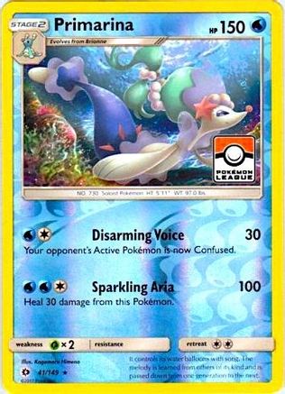 Image of Primarina 041/149  - Reverse Holofoil League & Championship Cards - Promo
