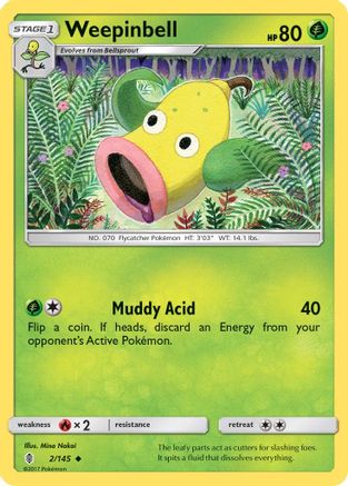 Image of Weepinbell 002/145  - Reverse Holofoil SM  Guardians Rising - Uncommon