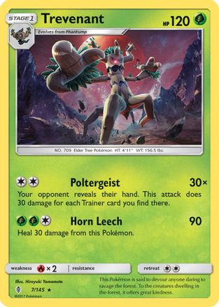 Image of Trevenant 007/145  - Reverse Holofoil SM  Guardians Rising - Rare