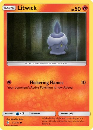 Image of Litwick 011/145  - Reverse Holofoil SM  Guardians Rising - Common