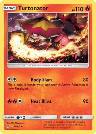 Image of Turtonator 017/145  - Reverse Holofoil SM  Guardians Rising - Rare