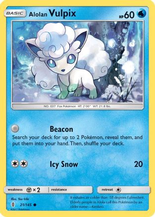 Image of Alolan Vulpix 021/145  - Reverse Holofoil SM  Guardians Rising - Common