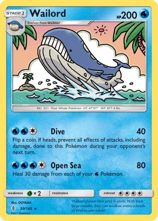 Image of Wailord 030/145  - Reverse Holofoil SM  Guardians Rising - Rare