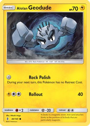 Image of Alolan Geodude 040/145  - Reverse Holofoil SM  Guardians Rising - Common