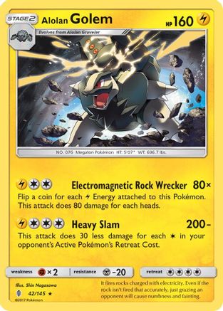 Image of Alolan Golem 042/145  - Reverse Holofoil SM  Guardians Rising - Holo Rare