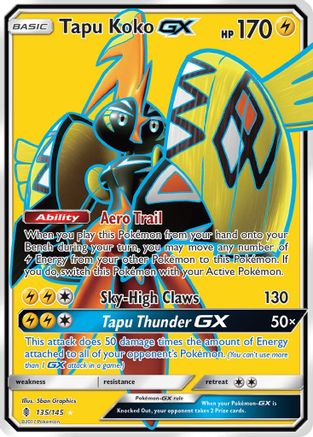 Image of Tapu Koko GX (Full Art) 135/145  - Holofoil SM  Guardians Rising - Ultra Rare
