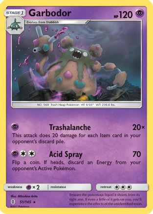 Image of Garbodor 051/145  - Reverse Holofoil SM  Guardians Rising - Rare
