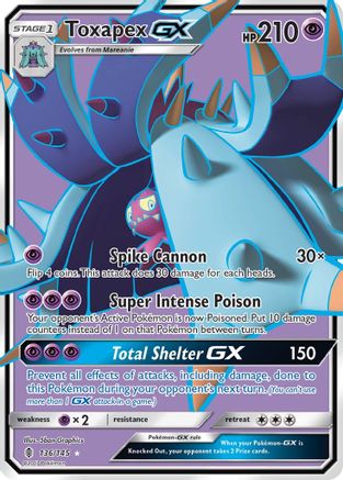 Image of Toxapex GX (Full Art) 136/145  - Holofoil SM  Guardians Rising - Ultra Rare