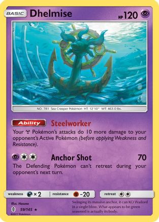 Image of Dhelmise 059/145  - Holofoil SM  Guardians Rising - Holo Rare