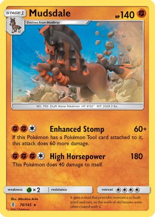 Image of Mudsdale 076/145  - Reverse Holofoil SM  Guardians Rising - Holo Rare