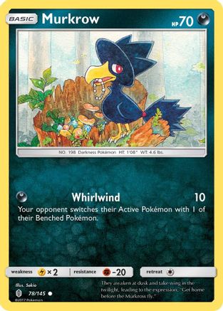 Image of Murkrow 078/145  - Reverse Holofoil SM  Guardians Rising - Common