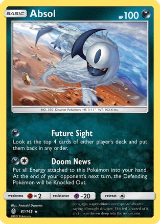 Image of Absol 081/145  - Reverse Holofoil SM  Guardians Rising - Holo Rare