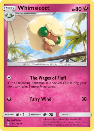 Image of Whimsicott 091/145  - Reverse Holofoil SM  Guardians Rising - Uncommon
