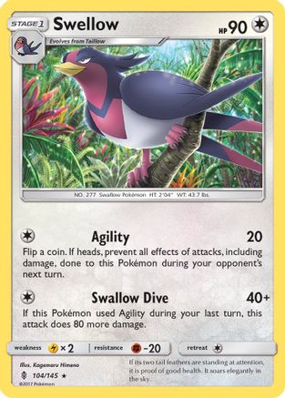 Image of Swellow 104  SM  Guardians Rising - Rare