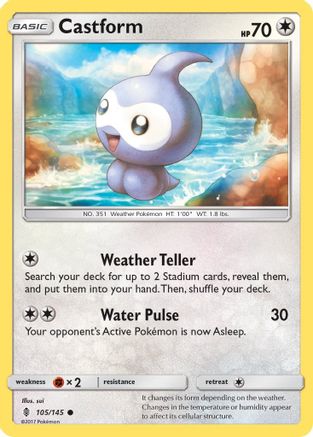 Image of Castform 105/145  - Reverse Holofoil SM  Guardians Rising - Common