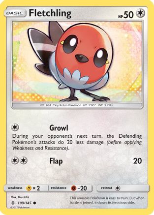 Image of Fletchling 109/145  - Reverse Holofoil SM  Guardians Rising - Common
