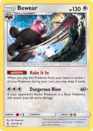 Image of Bewear 113/145  - Reverse Holofoil SM  Guardians Rising - Uncommon